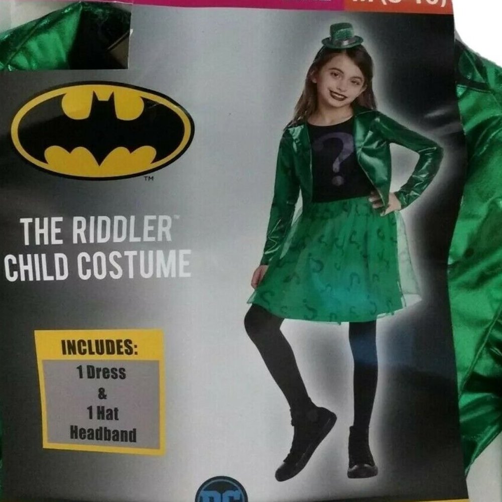 Batman The Riddler Girls Halloween Costume Villain Size M L Green Dress